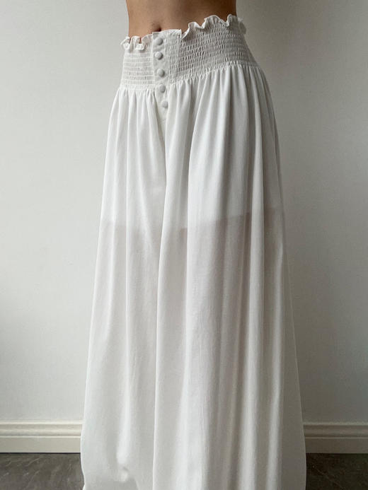 SIJIA｜SS2623 白色高腰收褶阔腿裤 商品图12