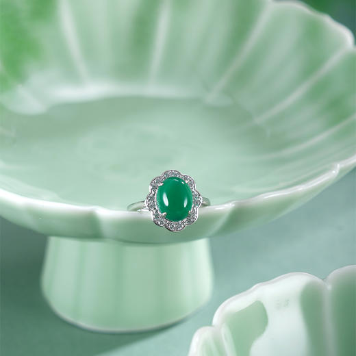 子佩集【花开灵韵】银S925戒指【JZ012841】绿玉髓椭圆2511 商品图5