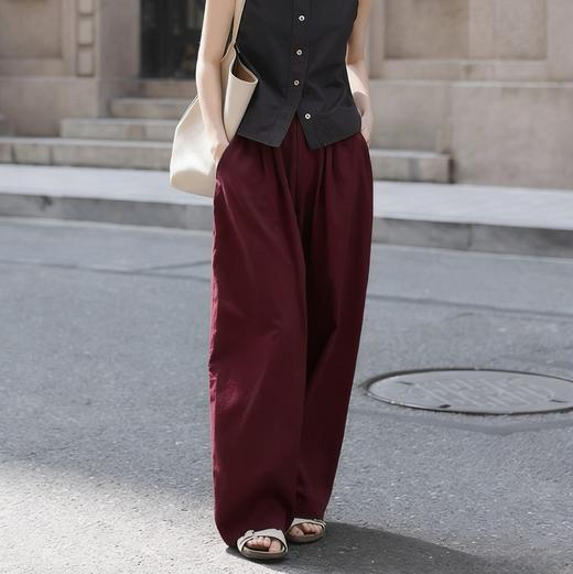 LONGNVFAIR牛仔天丝棉安可拉红阔腿裤 高腰阔腿版型 显瘦显高气质拉满 商品图7