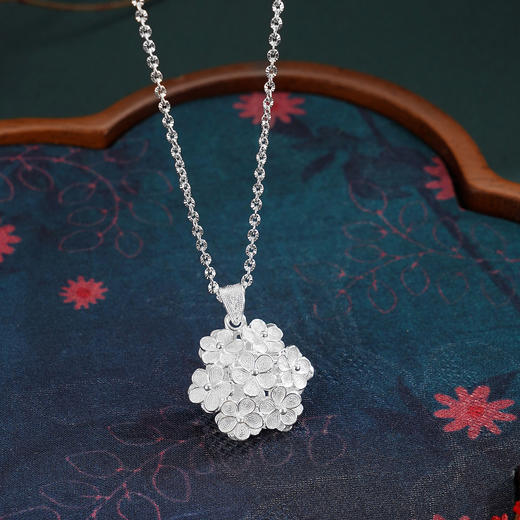 子佩集【繁花簇锦】S990银套链【QFTL014】花丝双面立体花朵项链2510 商品图4