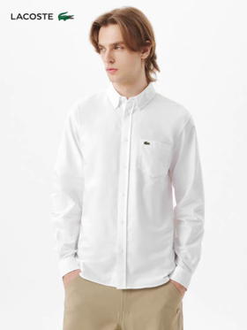 鱼 新款纯棉舒适百搭口袋刺绣纯色长袖衬衫 Z-15882