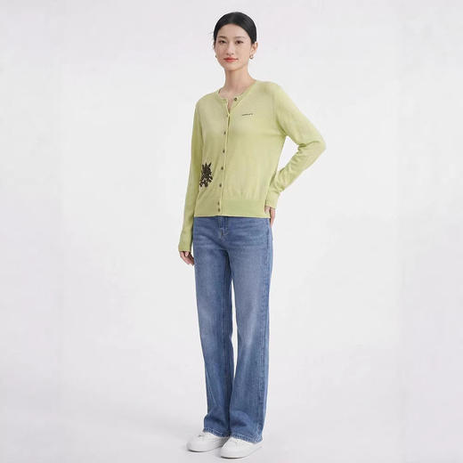 「自」全新升级【铂金会员330/天猫449/差价119】(72052)洛诗琳重工勾花针织开衫女2026春秋圆领纯色气质单排扣上衣 商品图3