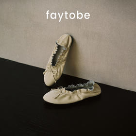 FAYTOBE 蛋卷羊皮芭蕾舞鞋圆头羊皮蝴蝶结浅口平底单鞋女