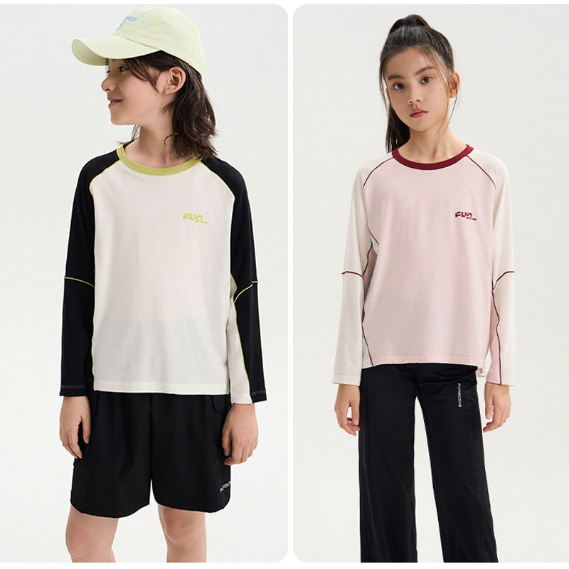 funactive美利奴羊毛长袖男童速干上衣儿童防晒T恤F1GT20402