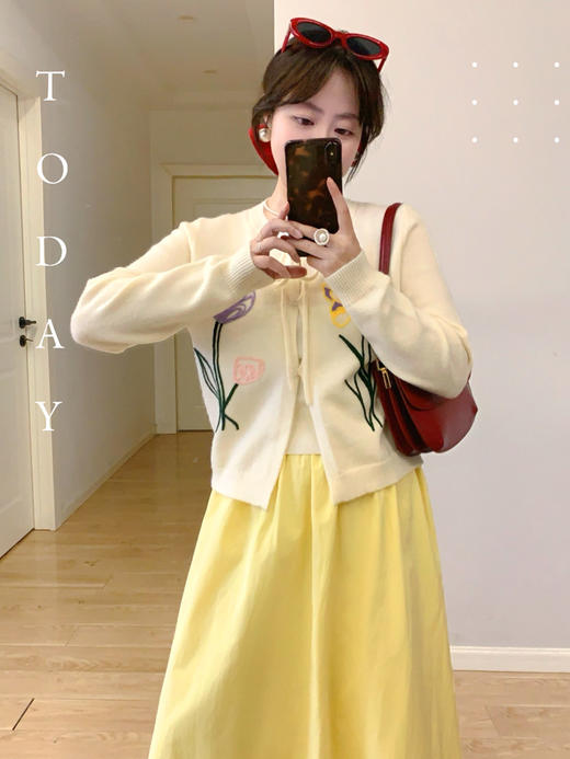 【百图lulu定制】【预售4月23日发】【黄玫瑰半裙】点亮一身穿搭  碎褶 A字裙摆 弹力腰围 半身裙 商品图7