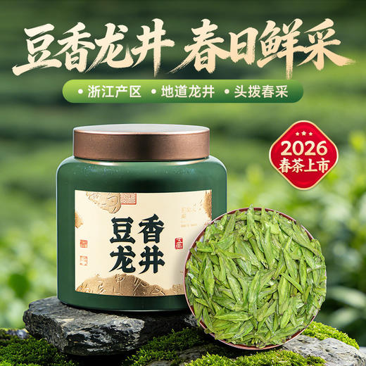 【新茶】茶叶 龙井 绿茶 2026春茶 明前龙井新茶 初春罐 茶饮 五虎 200g 商品图0