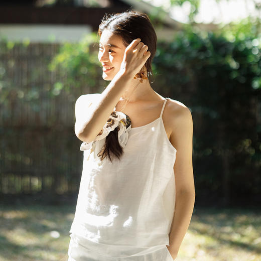 特绽放150朵/双层不露吊带*纯苎麻轻薄双层防透可调节打底背心女 商品图0