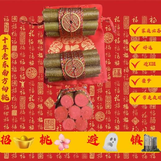 【普陀山】七段防惊东南野生桃木枝去掉坏东西五色线朱砂随身携 商品图0