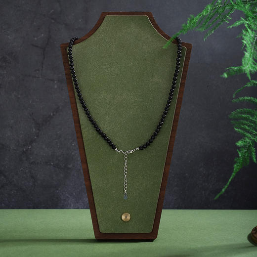 子佩集【墨夜凝霜】银S925珍珠AOYA奥雅项链【SPN0950004】9*17mm巴洛克珠4mm黑珠2512 商品图2