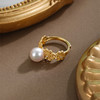 子佩集【花开馨随】银S925珍珠AOYA奥雅戒指【HJYJZ007】8mm珠镀金花朵2512 商品缩略图2