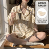 【带胸垫短袖短裤睡衣】碎花开衫短款睡衣 夏季套装加大简约休闲家居服  商品缩略图1