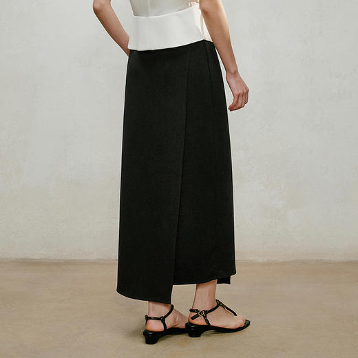 【林栖设计小店】风软流光|黑色优雅醋纤2026夏新款不规则半身裙1962058 商品图3