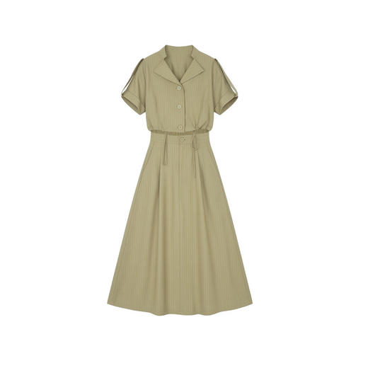 谜底两件式连衣裙短袖2026年春季新品翻领设计感长裙女265ML5006 商品图4