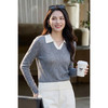 莱赛尔绵羊毛撞色假两件针织衫米思阳2026春季新款半开襟V领上衣女1152/1111 商品缩略图4