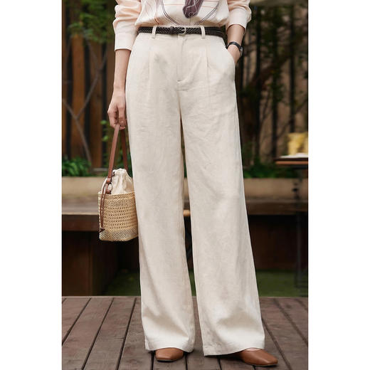 自留好穿 舒适无拘亚麻裤 米思阳2026春新款老钱风天丝亚麻慵懒感阔腿裤长裤女1123/1164 商品图2