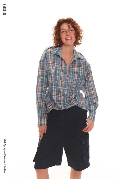 Evistub girls/E-6CCX1909/半门襟复古美式格纹衬衫 商品图3