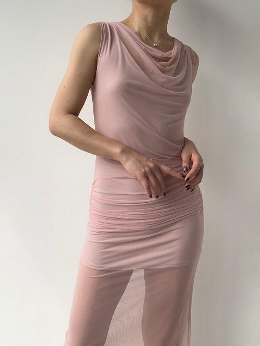 SIJIA｜SS2684 粉⾊⽹纱连⾐裙 商品图8