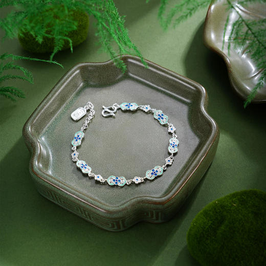 子佩集【四叶喜乐】S990银手链【QFSL018】花丝珐琅彩2510 商品图1