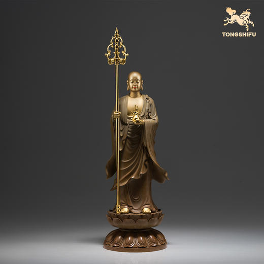 铜师傅《大愿地藏(泥金版)》中式禅意佛像铜摆件 铜像家居工艺品 商品图1
