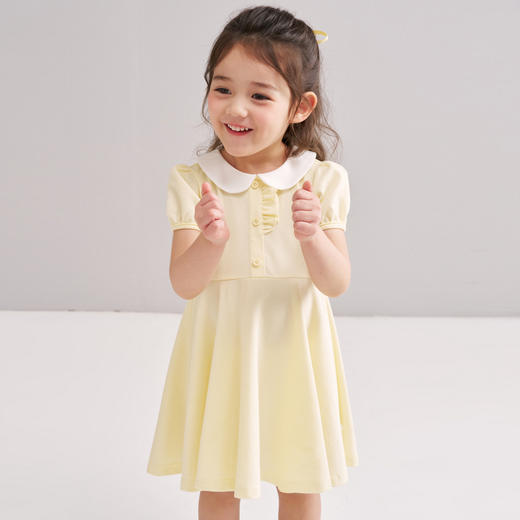 笛莎/Deesha 松饼熊2026年夏季新款童装女童甜美学院风翻领针织短袖连衣裙 商品图4
