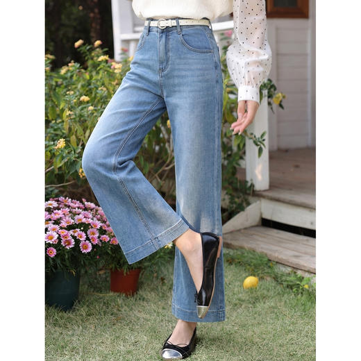 鹿向南「墨巷风信」简约通勤黑色牛仔裤女2026夏季新款显瘦直筒裤 商品图1