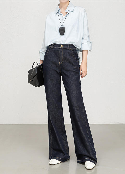 土耳其新升级弹力牛仔妖精裤高腰修身显瘦马蹄喇叭裤 商品图10