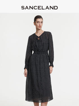 三石一澜SANCELAND乔其真丝连衣裙SK14104011