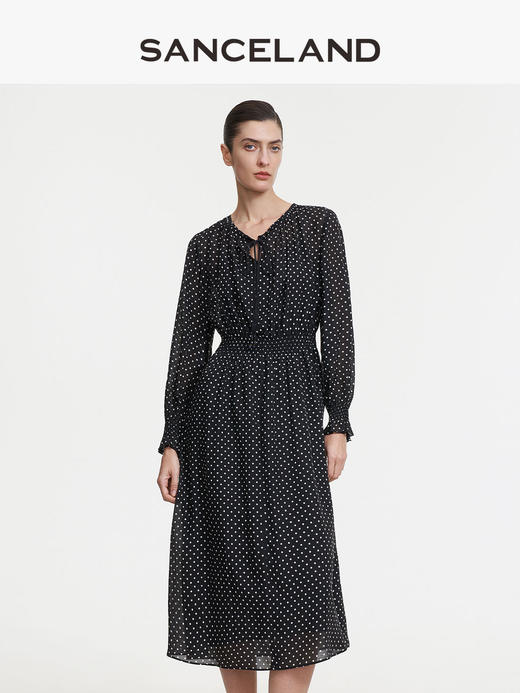三石一澜SANCELAND乔其真丝连衣裙SK14104011 商品图0