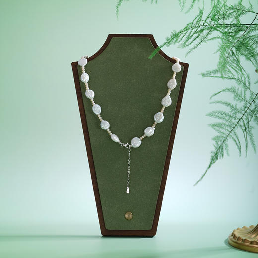 子佩集【绮梦浮光】银S925珍珠AOYA奥雅项链【SPN1080001】9*11mm扁珠巴洛克2512 商品图1