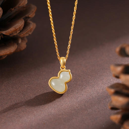 子佩集S925银【朝夕盼夕】和田玉套链【WSF2655】国潮镀金项链葫芦2509 商品图3