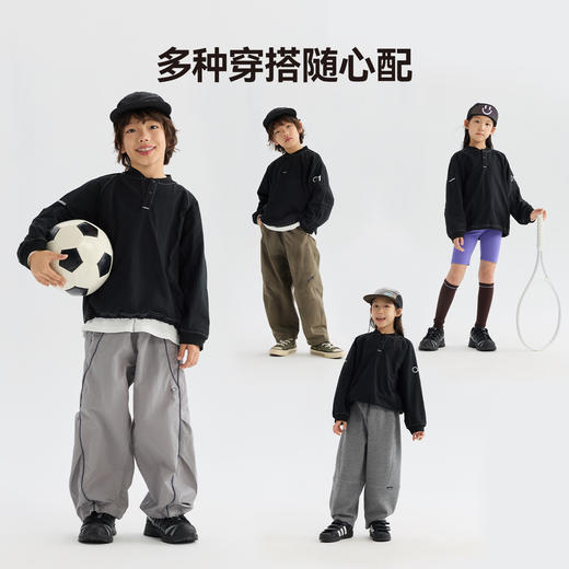 MANHOJIA【黑武士卫衣】儿童卫衣肌理感亮线撞色复古运动卫衣 商品图3