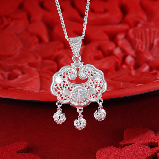 子佩集S990银【福秀锁】套链项链【QFDZ028花丝锁2509 商品图0