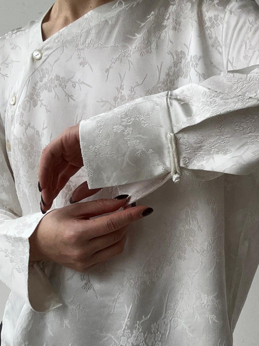 YANYI CHANG｜91960491 中式斜襟真丝提花衬衫 [ 雅白 ] 商品图2