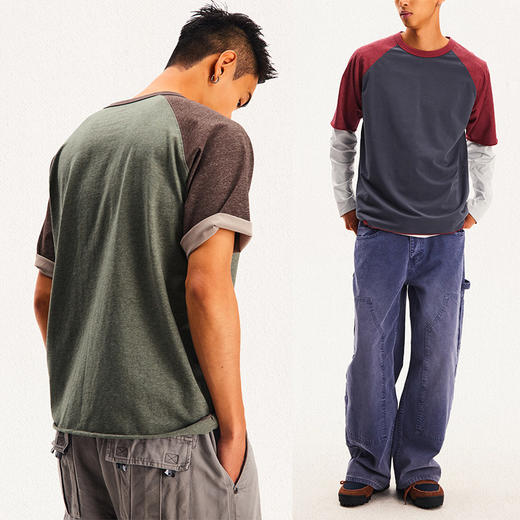 CryingCenter 卷边撞色插肩短袖男女款 哭喊中心 商品图0