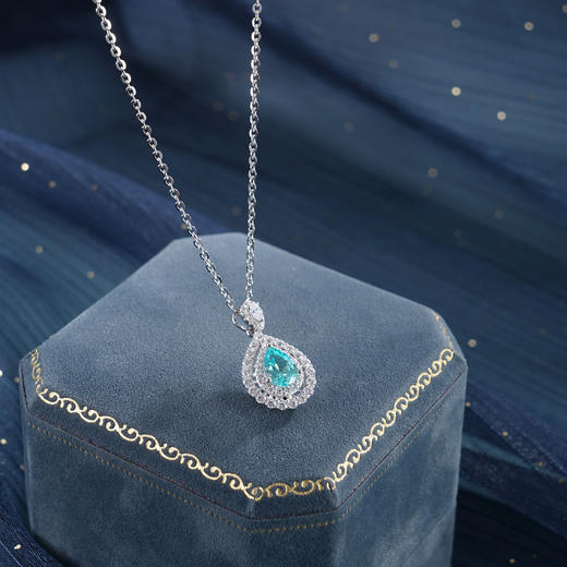 子佩集【清欢漾喜】S925银套链【PM2254-XF】培育宝石帕拉伊巴蓝碧玺水滴2510 商品图5