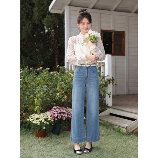 鹿向南「墨巷风信」简约通勤黑色牛仔裤女2026夏季新款显瘦直筒裤 商品图4