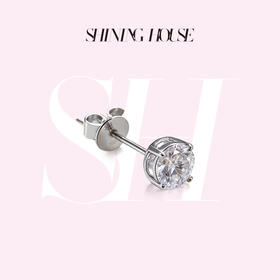 ShiningHouse[培育] 18k金钻石耳饰 圆钻形人工真钻人造钻石K金耳饰简约钻石耳饰悦己送礼臻选【此商品不支持7天无理由退货退款】预计3日发货