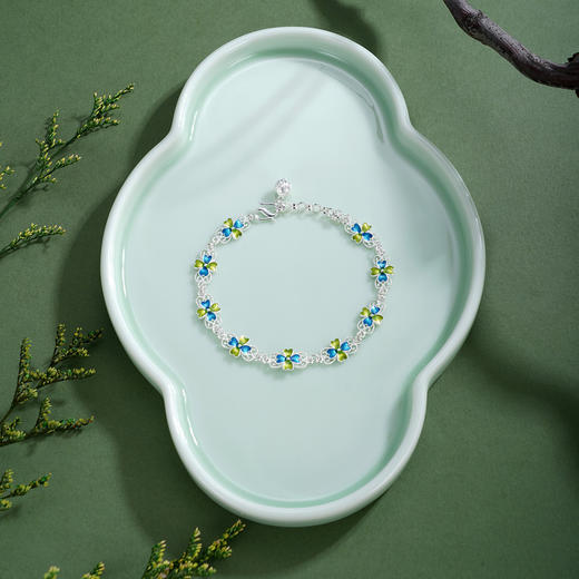 子佩集【四叶清尘】S990银手链【MXSL012】花丝珐琅彩2510 商品图2