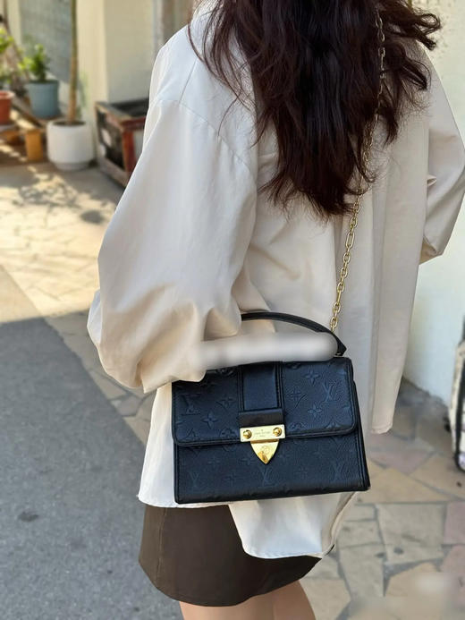 LV Saint sulpice 黑金 小号 老花 压纹牛皮 斜挎包 商品图2