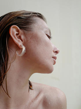 ANATTA｜E-C01-WT Hoops [ 白玉髓 耳环 ]【循Countinuum Line】