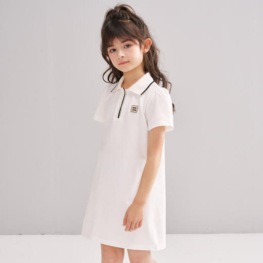 笛莎/Deesha 松饼熊2026年夏季新款童装女童时尚学院风POLO领针织连衣裙 商品图3