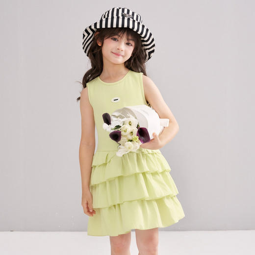 笛莎/Deesha 松饼熊2026年夏季新款童装女童时尚甜美无袖蛋糕连衣裙 商品图1
