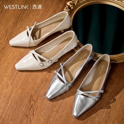 【限时秒杀】西遇浅口高跟单鞋女2026春季新款方头气质通勤时尚细跟玛丽珍女鞋V0466287 商品图4