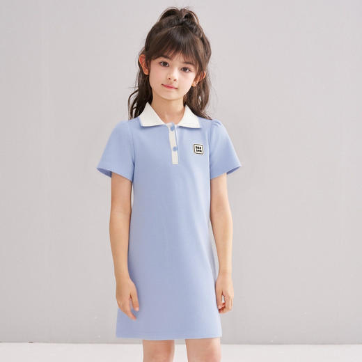 笛莎/Deesha 松饼熊2026年夏季新款童装女童时尚学院风POLO领针织连衣裙 商品图2