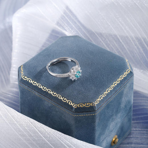 子佩集【阳光花海】S925银戒指【RM0519-XF】培育宝石帕拉伊巴蓝碧玺星光太阳花2510 商品图5