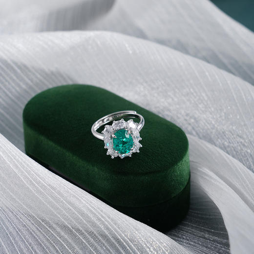 子佩集【翠华】S925银戒指【RM0473-XF】培育宝石祖母绿大号2510 商品图7