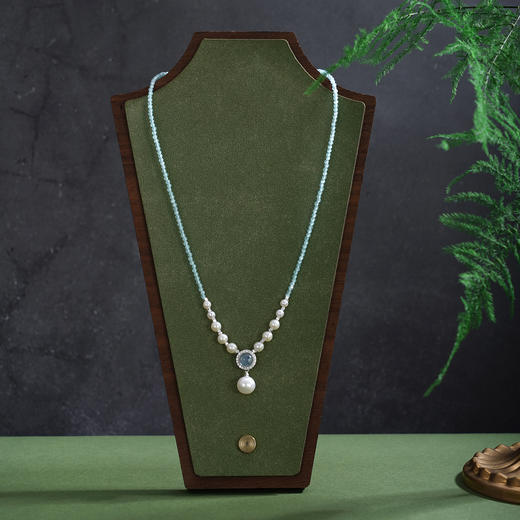 子佩集【月下独白】银S925珍珠AOYA奥雅项链【SPN0950009】7mm大珠月光石蓝水晶2512 商品图0