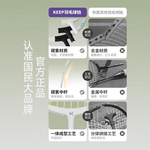 【积分兑换】keep 羽毛球拍全碳素超轻单拍专业耐打超轻BR4700 商品图1