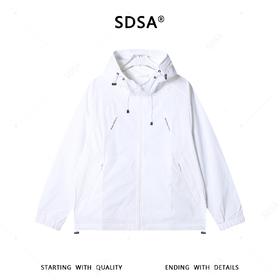 SDSA男装2026新款高贵轻奢纯色下摆松紧设计拉链立领连帽夹克百搭