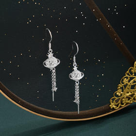 子佩集【环绕星空】S990银耳环【QFES045】花丝流苏星球2510